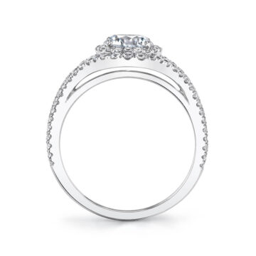 White Gold Round Cut Double Halo Engagement Ring - Poppy