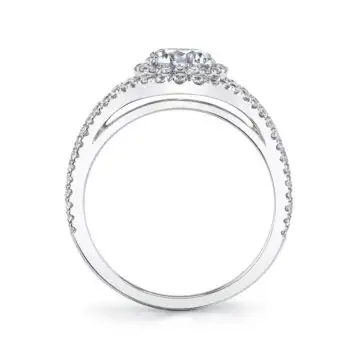 White Gold Round Cut Double Halo Engagement Ring - Poppy