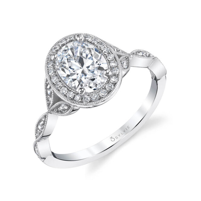 Oval-Cut Vintage Inspired Halo Engagement Ring - Georgienne