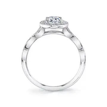 White Gold Oval-Cut Vintage Inspired Halo Engagement Ring - Georgienne