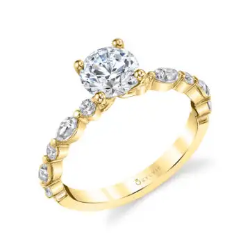 White Gold Round Cut Unique Engagement Ring - Felicity