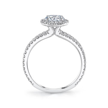 White Gold Round Cut Split Shank Engagement Ring - Genevieve