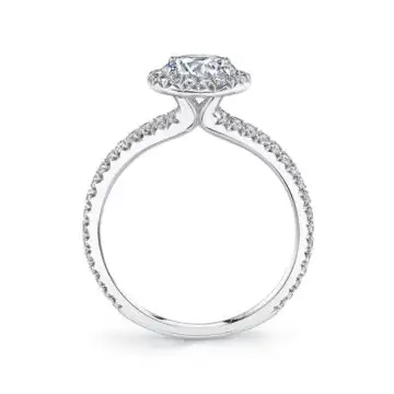 White Gold Oval Halo Engagement Ring - Genevieve