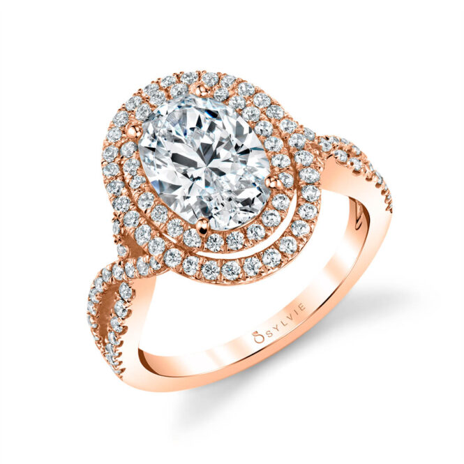 Spiral Engagement Ring with Halo