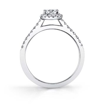 White Gold Round Halo Engagement Ring - Jenny