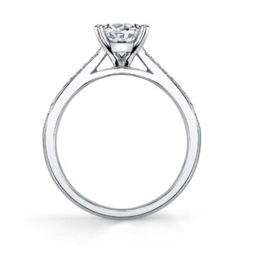 White Gold Round Classic Engagement Ring - Nathalie