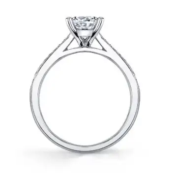 White Gold Round Classic Engagement Ring - Nathalie