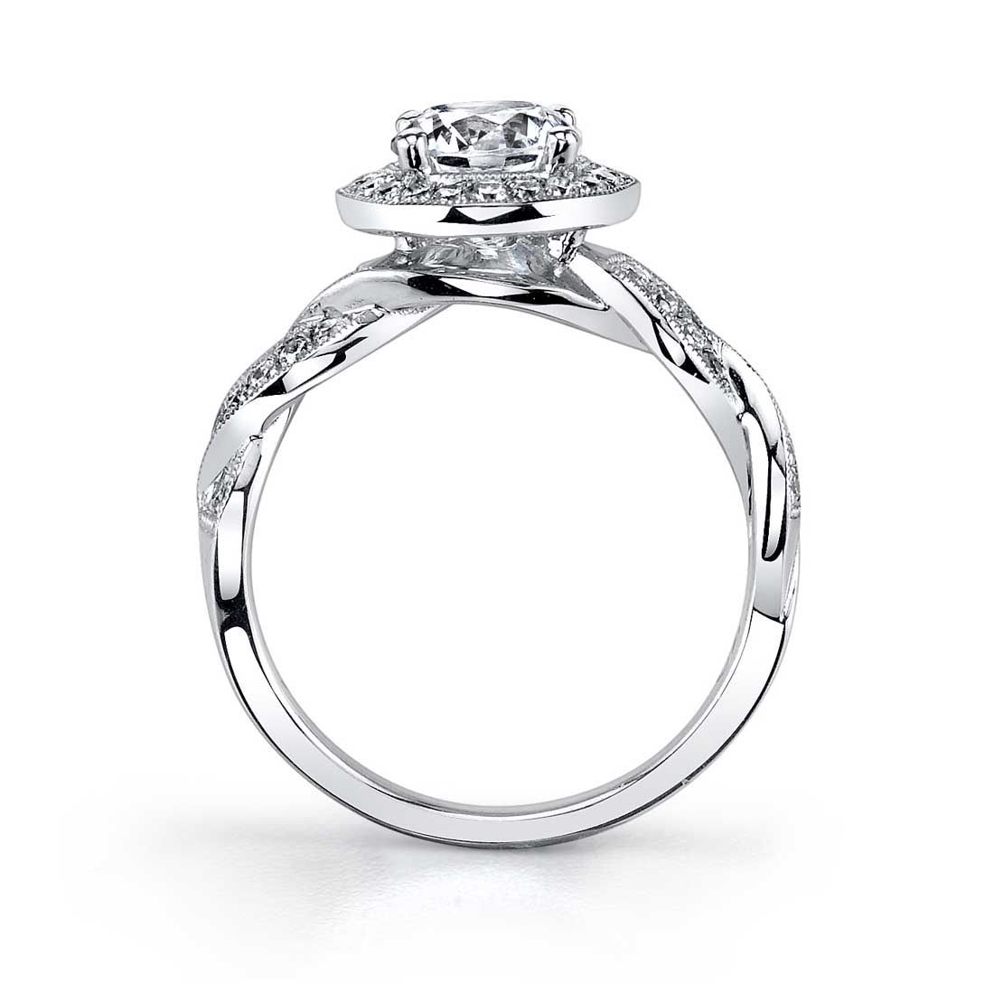 Profile Image of a Spiral Engagement Ring with Halo