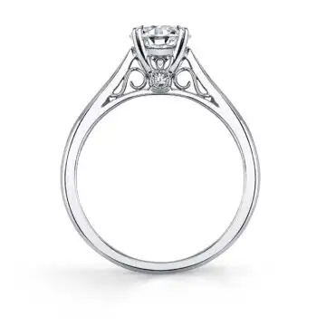 White Gold Round Cut High Polish Solitaire Engagement Ring - Carina