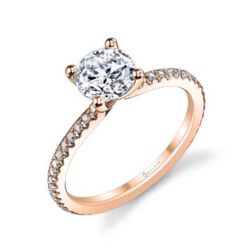 White Gold Round Cut Classic Engagement Ring - Adorlee