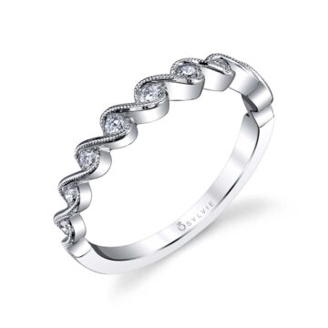White Gold White Gold & Diamond Stackable Wedding Band - Hélèna