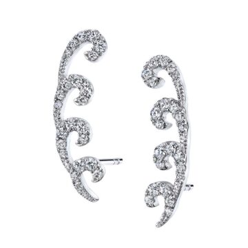 White Gold Diamond Swirl Ear Climbers
