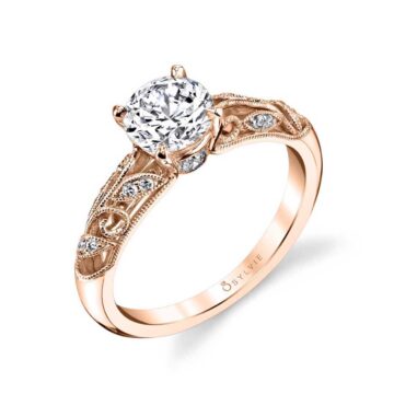 White Gold Round Cut Modern Vintage Engagement Ring - Roial