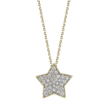 White Gold Yellow Gold Diamond Star Necklace