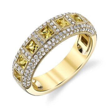Yellow Gold Princess Cut Yellow Sapphire Diamond Band