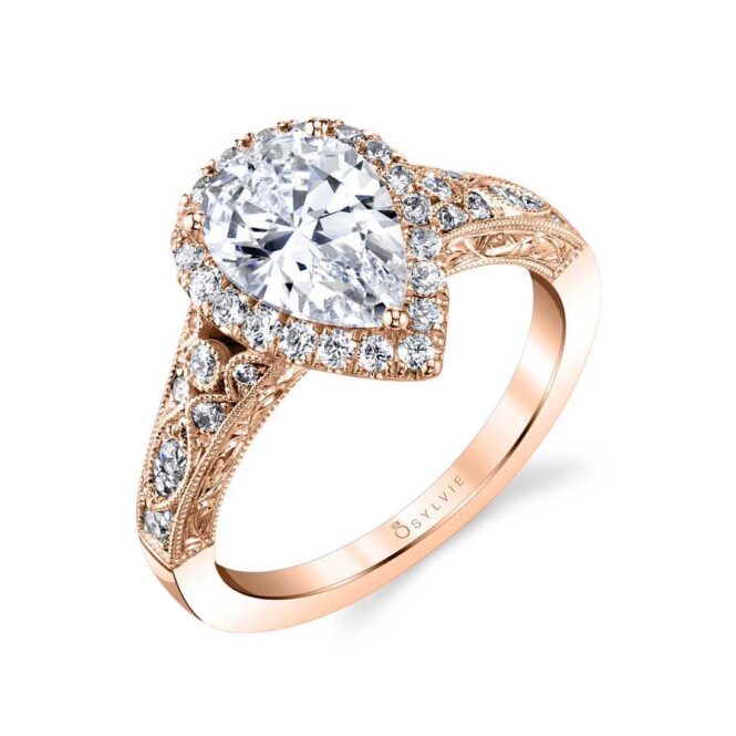 Pear Shaped Halo Engagement Ring