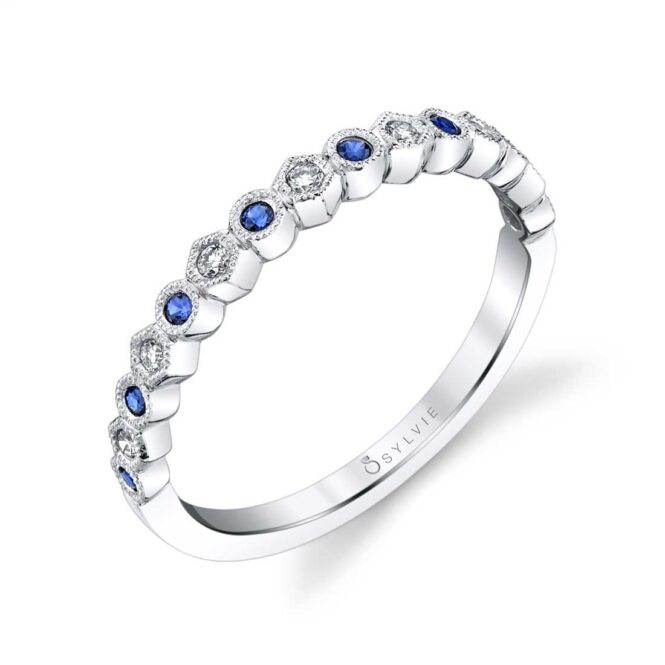 Blue Sapphire Gemstone Wedding Band