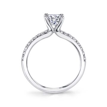 White Gold Round Cut Classic Engagement Ring - Heidi