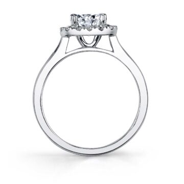 White Gold Cushion Cut Halo Engagement Ring Two Tone - Therese
