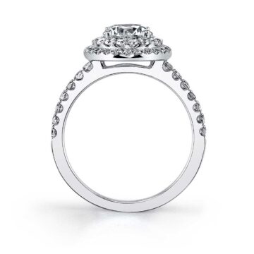 White Gold Emerald Cut Double Halo Engagement Ring - Claudia