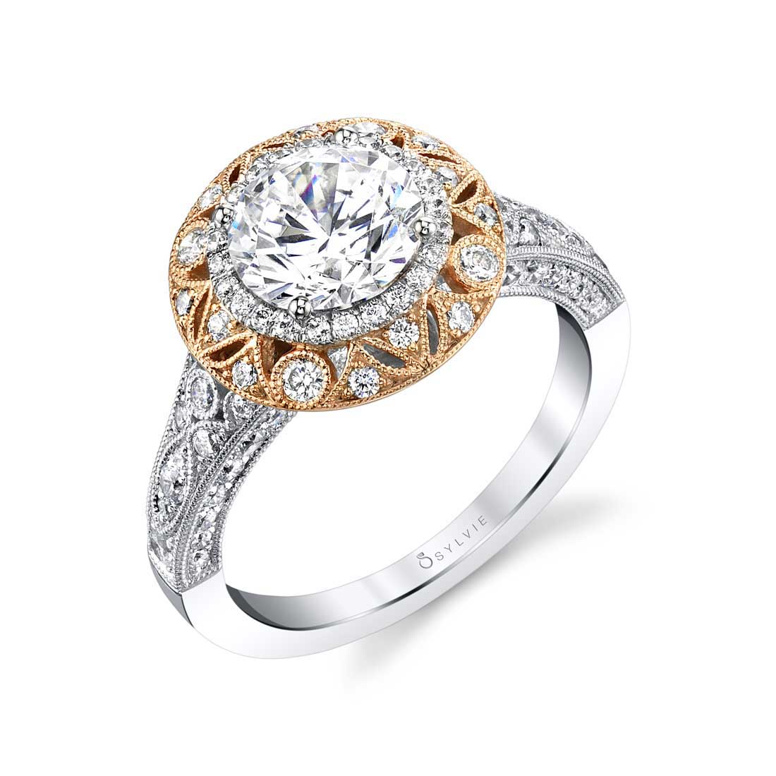 Double halo engagement ring S1866 TT RG Sylvie