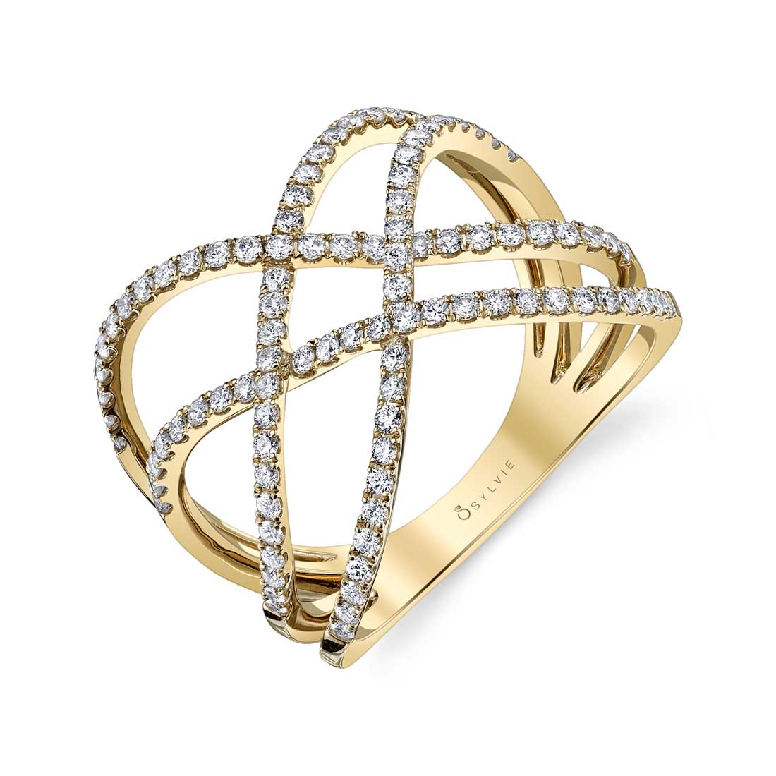 Free Form Diamond Ring in Yellow Gold