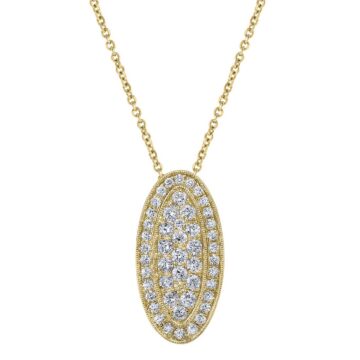 White Gold Oval Shaped Pendant in Yellow Gold