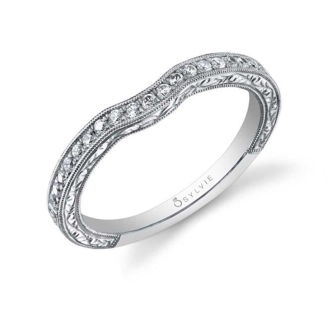 Profile Image of a Round Hand Engraved Engagement Ring