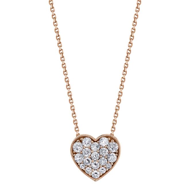 Heartaped Diamond Necklace in Rose Gold