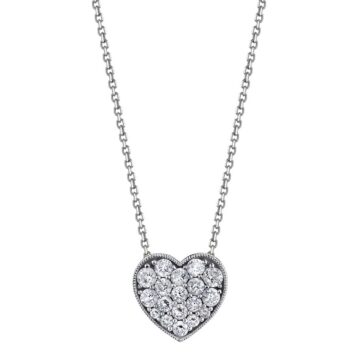 White Gold Heart-Shaped Diamond Necklace