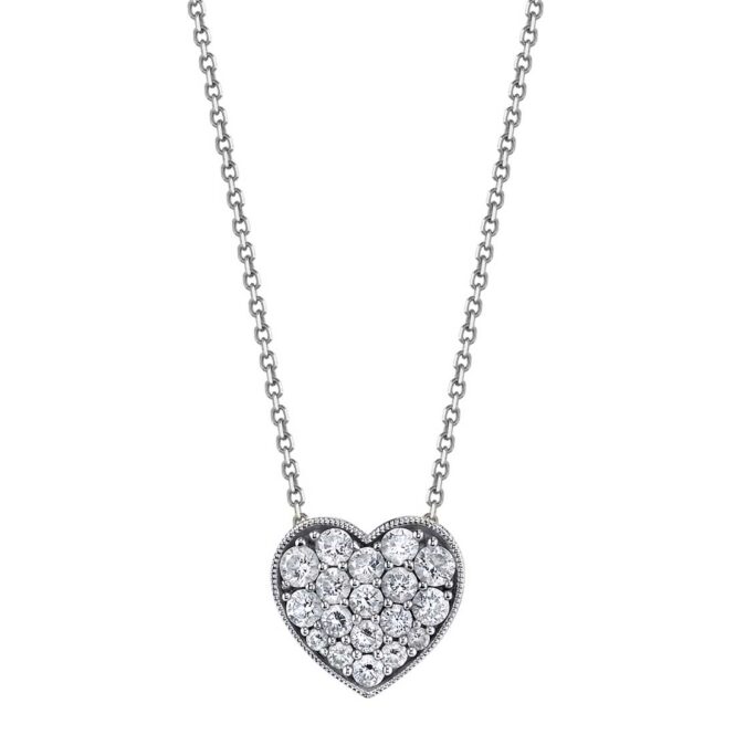 Heartaped Diamond Necklace in White Gold