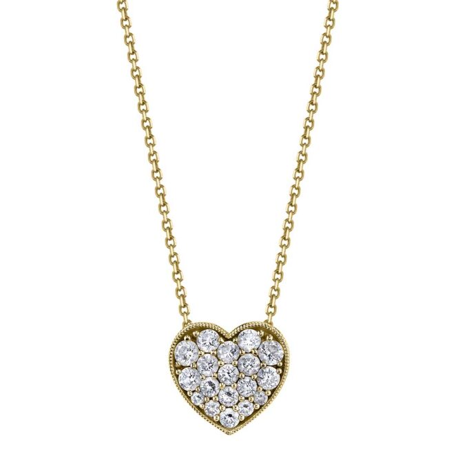 Heartaped Diamond Necklace in Yellow Gold