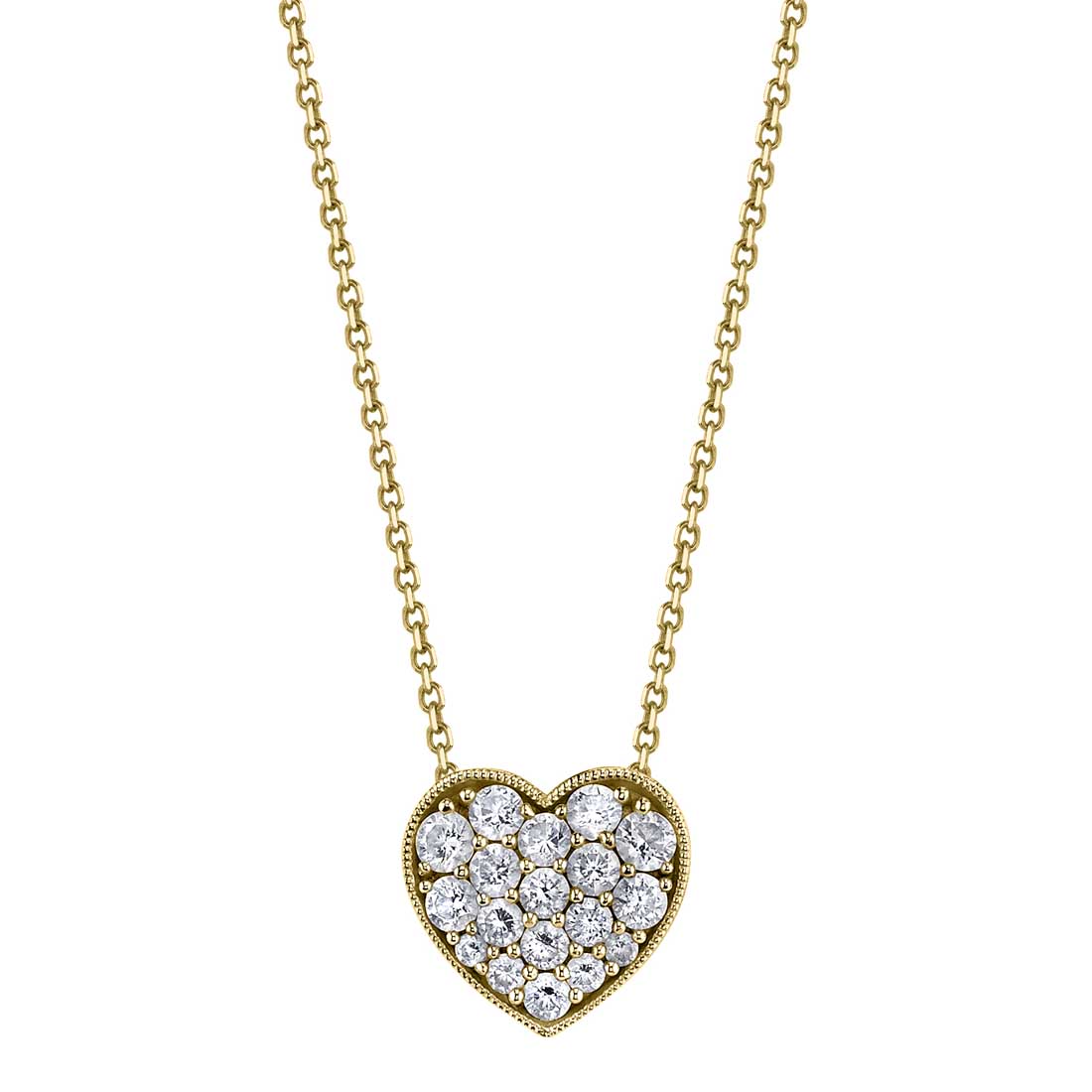 Heartaped Diamond Necklace in Yellow Gold