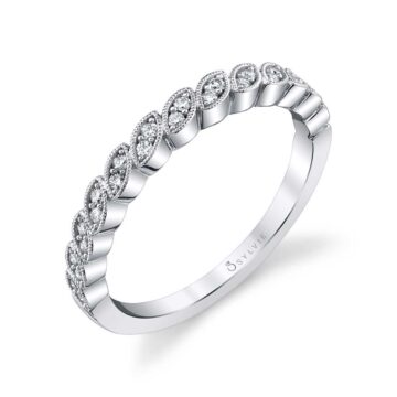 White Gold Marquise Shaped Stackable Diamond Band - Tara