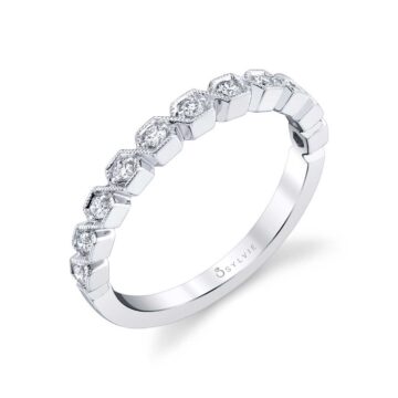 White Gold Modern Square Shaped Stackable Band - Salome