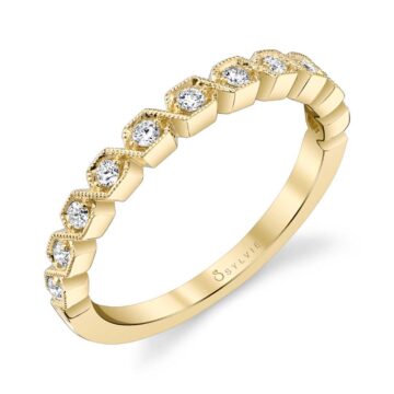 White Gold Modern Square Shaped Stackable Band in Yellow Gold - Salome