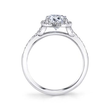 White Gold Oval Cut Halo Engagement Ring - Alexandra