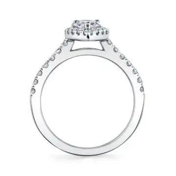 White Gold Pear Shaped Classic Halo Engagement Ring - Chantelle