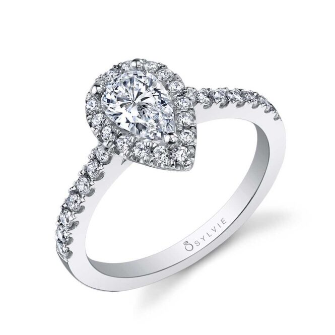 Profile Image of a Pear Shaped Halo Engagement Ring