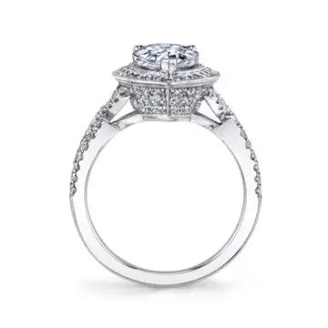 White Gold Pear Shaped Engagement Ring with Halo - Alyssa