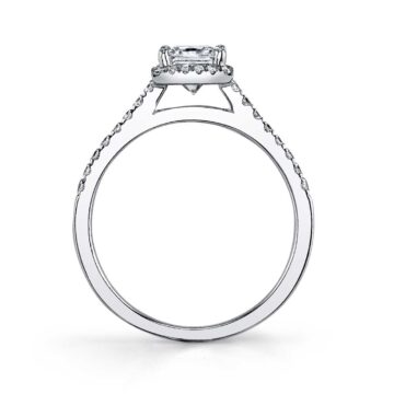 White Gold Princess Cut Halo Engagement Ring - Jenny