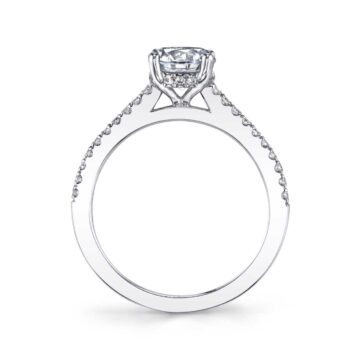 White Gold Round Cut Classic Engagement Ring - Aurore