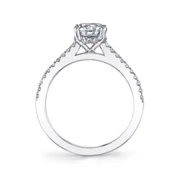 White Gold Round Cut Classic Engagement Ring - Aurore
