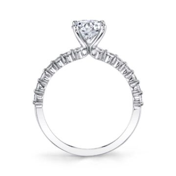 White Gold Oval Cut Classic Engagement Ring - Athena