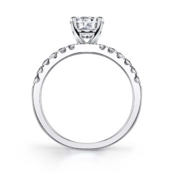 White Gold Round Cut Classic Engagement Ring - Lyna