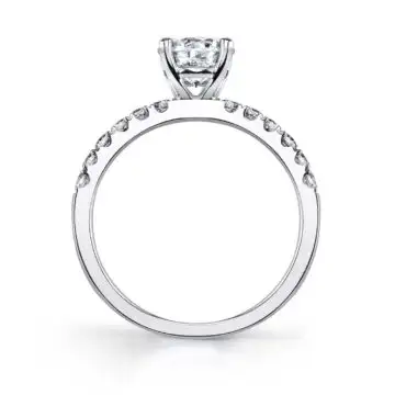 White Gold Round Cut Classic Engagement Ring - Lyna