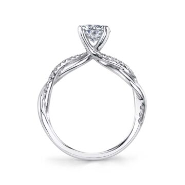 White Gold Oval Cut Diamond Spiral Engagement Ring - Yasmine
