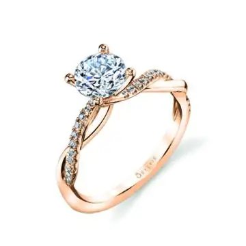 White Gold Round Cut Diamond Spiral Engagement Ring - Yasmine