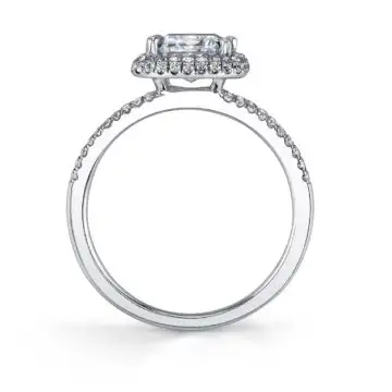 White Gold Marquise Shaped Engagement Ring with Split Shank - Clarinda
