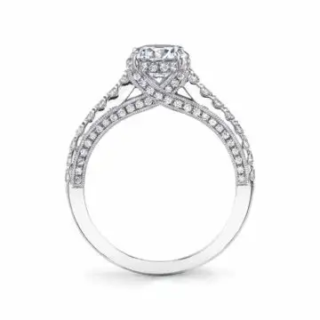 White Gold Round Cut Unique Hidden Halo Engagement Ring - Hyacinthe